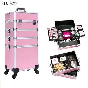 KLQDZMS/ Новый женский чемодан-тележка большой емкости, Модная косметичка для косметолога, Съемная ручная кладь на колесиках